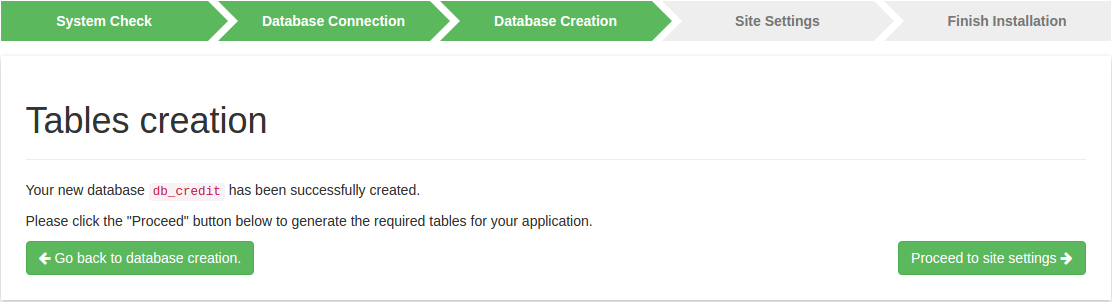 Step 3 - New Database Created